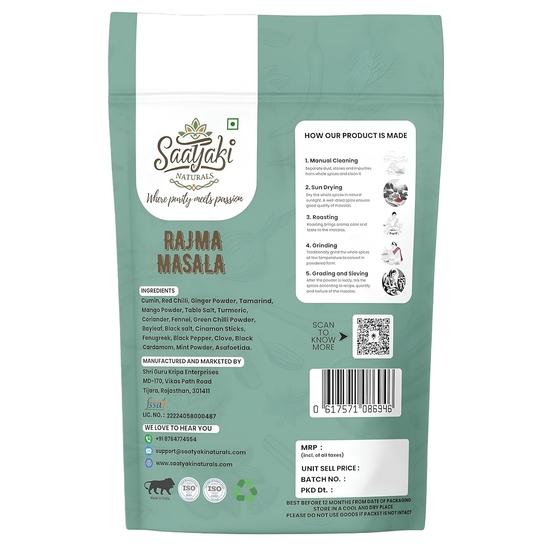 Saatyaki Naturals Jammu Rajma Masala -100gm | Authentic Indian Spice Blend for Rajma and Black Lentil Dishes|Homemade Style