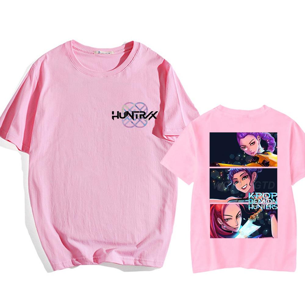 KPop Demon Hunters Printed Round Neck Short Sleeved T-shirt Cross-border Loose Base Top