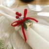 With Red Fruit Pinecone Christmas Bell Napkin Ring Festive Christmas Table Decoration Party Favors