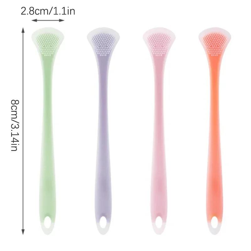Soft Silicone Tongue Scraper Brush Double Side Massage Tool for Oral Care Fresh Breath Health