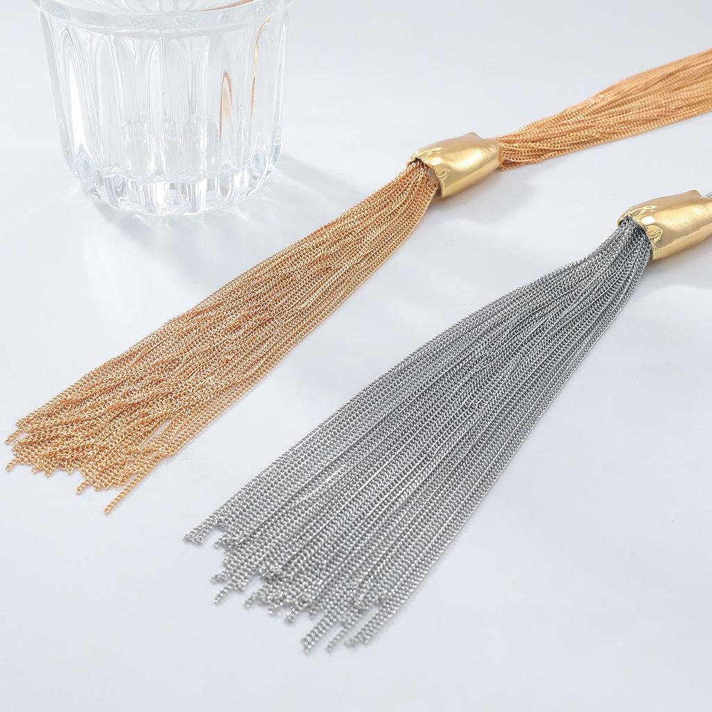 ZA Trendy Punk Metal Tassel Pendant Necklace for Women - High-End Jewelry