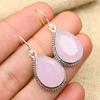 Pink Chalcedony Gemstone 925 Solid Sterling Silver Handmade Lovely Jewelry Earrings For Women