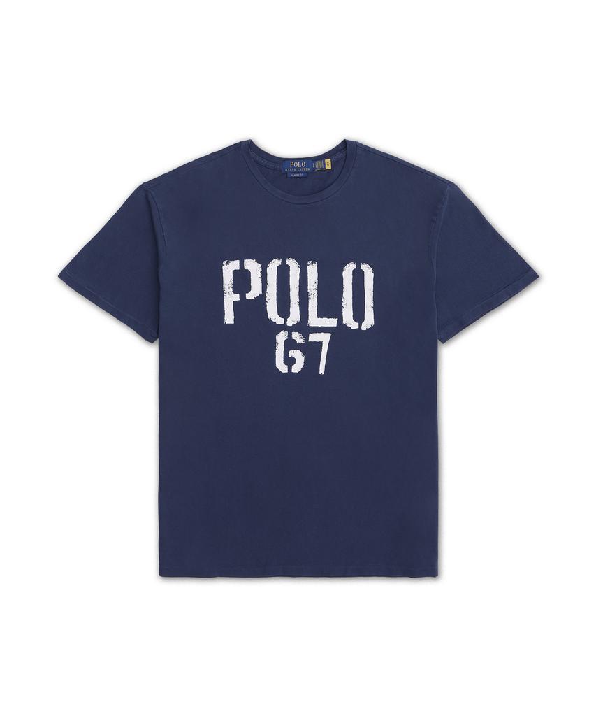 POLO RALPH LAUREN Классический крой Хлопковая футболка с графическим принтом - Синяя