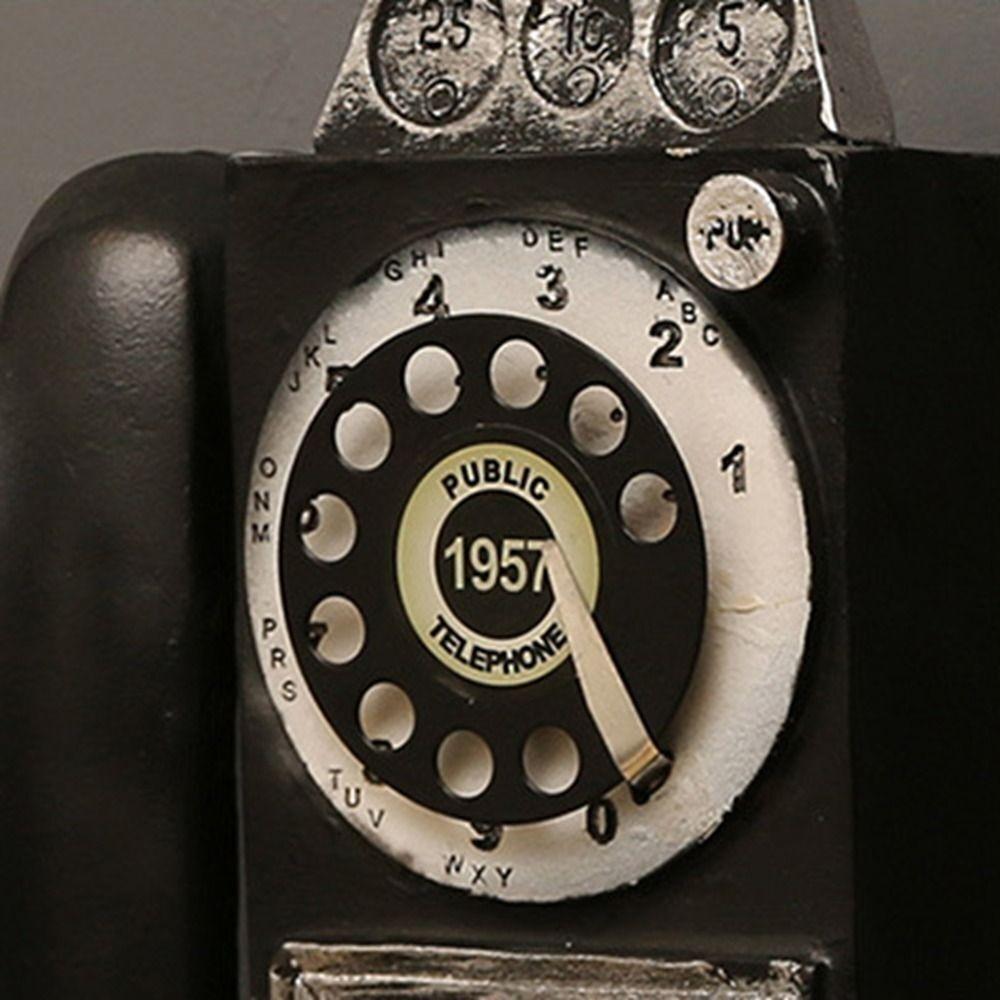 Vintage Telephone Model Wall-Mounted Resin Booth Telephone Figurine Rotary Old-fashioned Telephone Ornament Photography Props