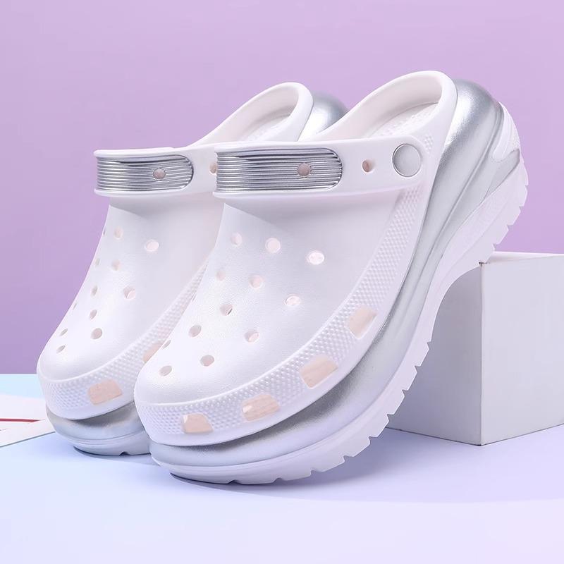 Туфли-сабо на толстой платформе, женские, с толстой подошвой, нескользящие, пляжные, летние, модные, сандалии из ЭВА, тапочки