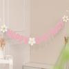 Non Woven Daisy Banner Birthday Party Decoration Hanging Flag Durable Happy Birthday Banner