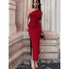Летнее однотонное платье-bodycon на одно плечо без рукавов со сборками и разрезом Новое женское однотонное платье для вечеринки, вечернее платье, однотонная элегантная одежда