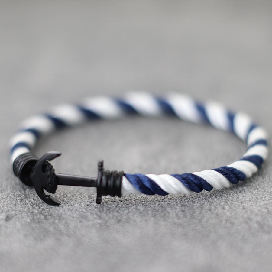 Простой мужской браслет с якорем, винтажный плетеный миланский канат, женский, в морском стиле, для кемпинга, студенческий, наручный, ювелирный подарок для него
