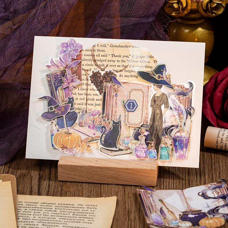 ПЭТ Наклейка с горячим тиснением Пакет Мечта Волшебная книга Звезда Луна Узор Наклейки Креативный Ручной Аккаунт Фон Коллаж DIY Украшение