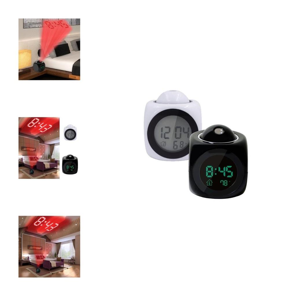 Классический цифровой будильник многофункциональный с голосовым оповещением и яркой светодиодной проекцией, отображением температуры