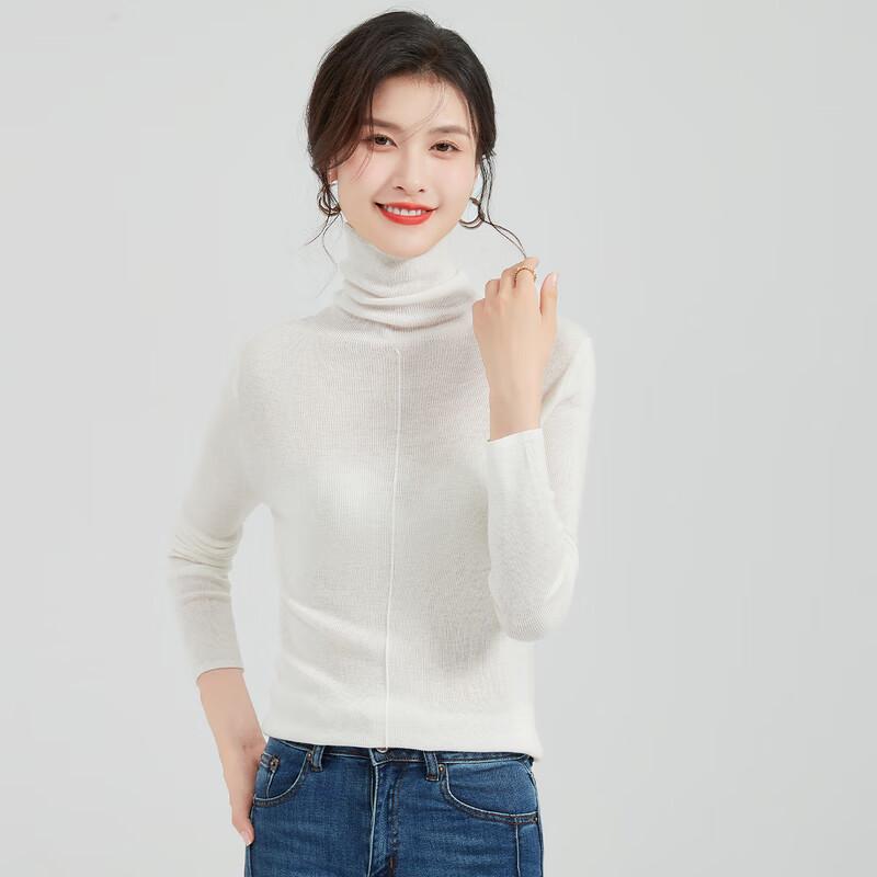 Golden Chrysanthemum Women's Wool Silk Turtleneck Sweater
