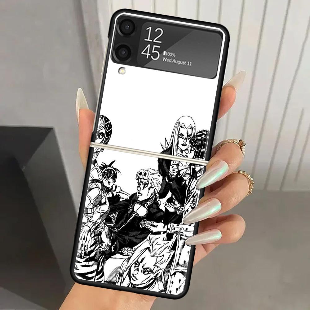 Жесткий ПК Чехол для Телефона JoJo's Bizarre Adventure Золотой Ветер Для Samsung Galaxy Z Flip 7 6 5 4 3 Черный ZFlip7 ZFlip6 Flip5 Flip4 Flip3