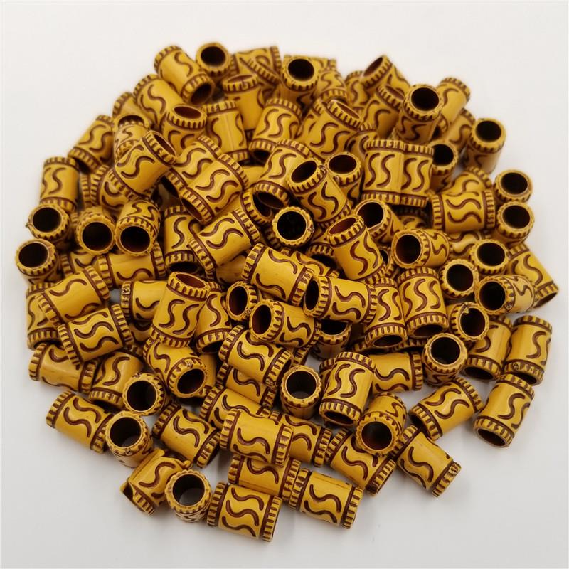 10-40Pcs Wooden Color Oval Tube Acrylic Loose Spacer Charm Beads DIY for Jewelry Making