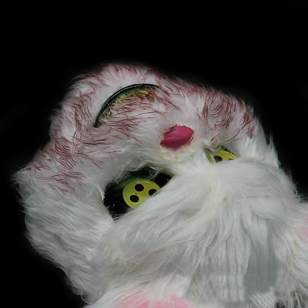 White Bunny Rabbit Bloody Mask Creepy Scary for Halloween Party Costumes Cosplay