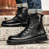 Новое поступление зимних мужских черных сплошных ботинок Chelsea, мужские высокие высококлассные мотоциклетные кожаные ботинки Abiye Biker