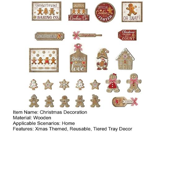 24 шт. Рождественский многоярусный поднос с украшениями из дерева, многоразовый пряничный человечек, декор в деревенском стиле
