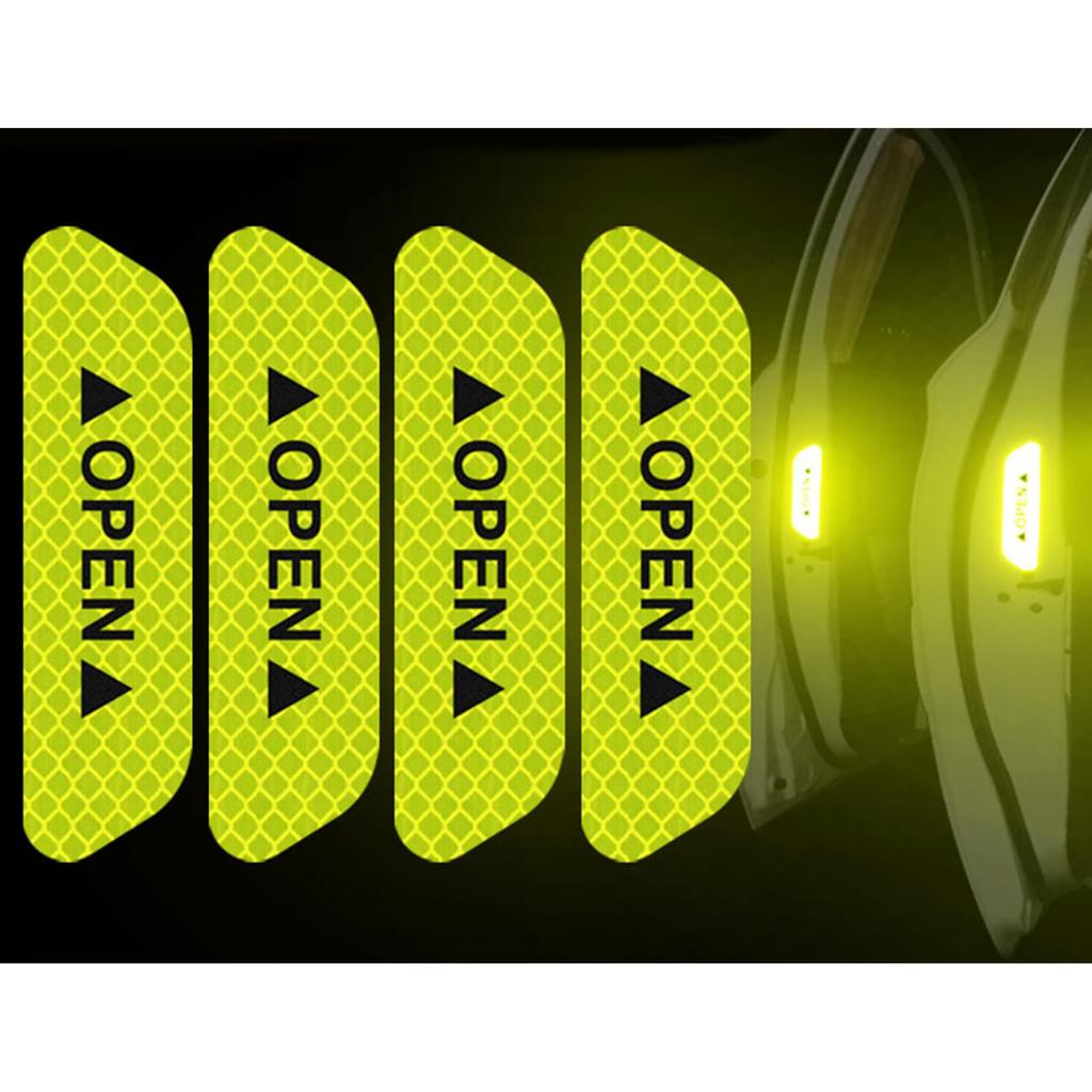 YIDELI Car Reflective Stickers Reflective Stickers, Set of 4 Aopen Anti-collision Warning Stickers, Car