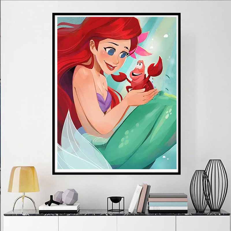 Disney Алмазная живопись 'Исцеляющие иллюстрации Ариэль и Себастьяна' 5D Алмазная вышивка Искусство Вышивка крестом Декор комнаты