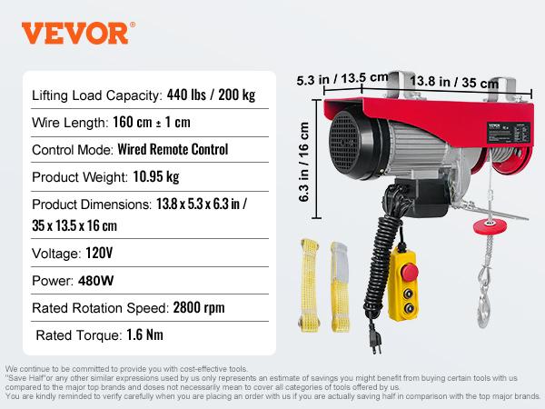 SucceBuy 200-800 кг Электрическая таль с проводным/беспроводным пультом дистанционного управления, подъемный кран, канатная таль, лебедка для лодки, гаража, лифта