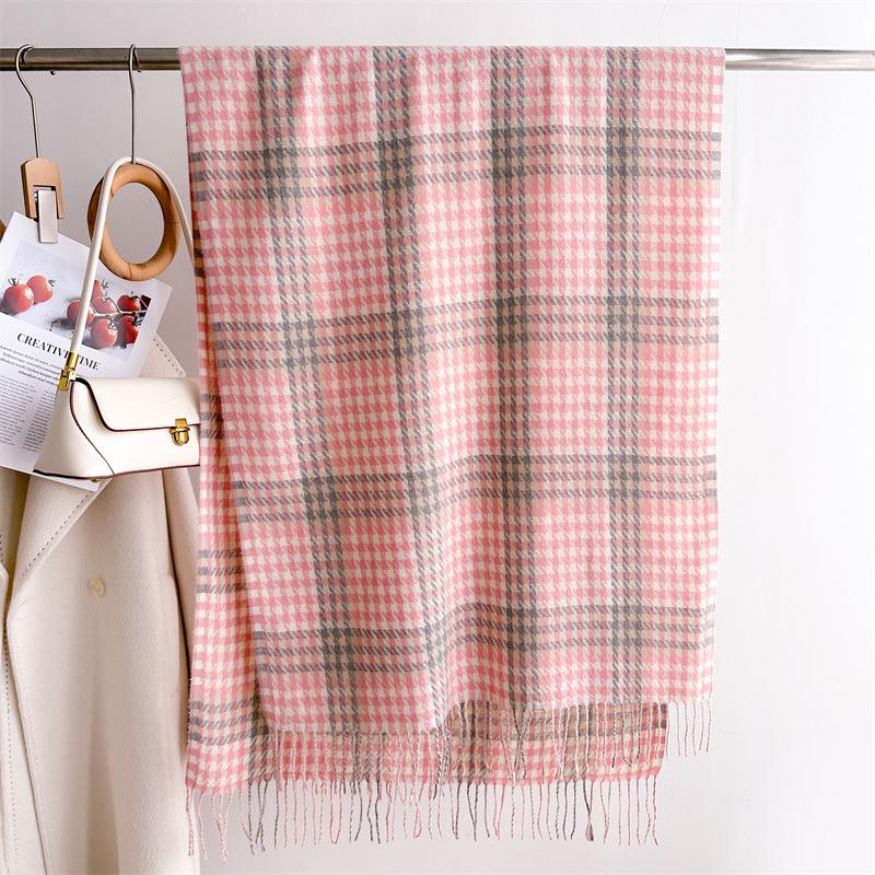 Корейский вариант клетчатого шарфа, зимний шарф для студентов мужского и женского пола, утолщенная теплая внешняя шаль с кисточками, корейский имитация кашемирового шарфа