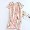 New Women's Sleep Skirt 100% Cotton Crepe Thin Home Skirt Set Head Striped Skirt Summer Dress Cute and Sweet Ladies