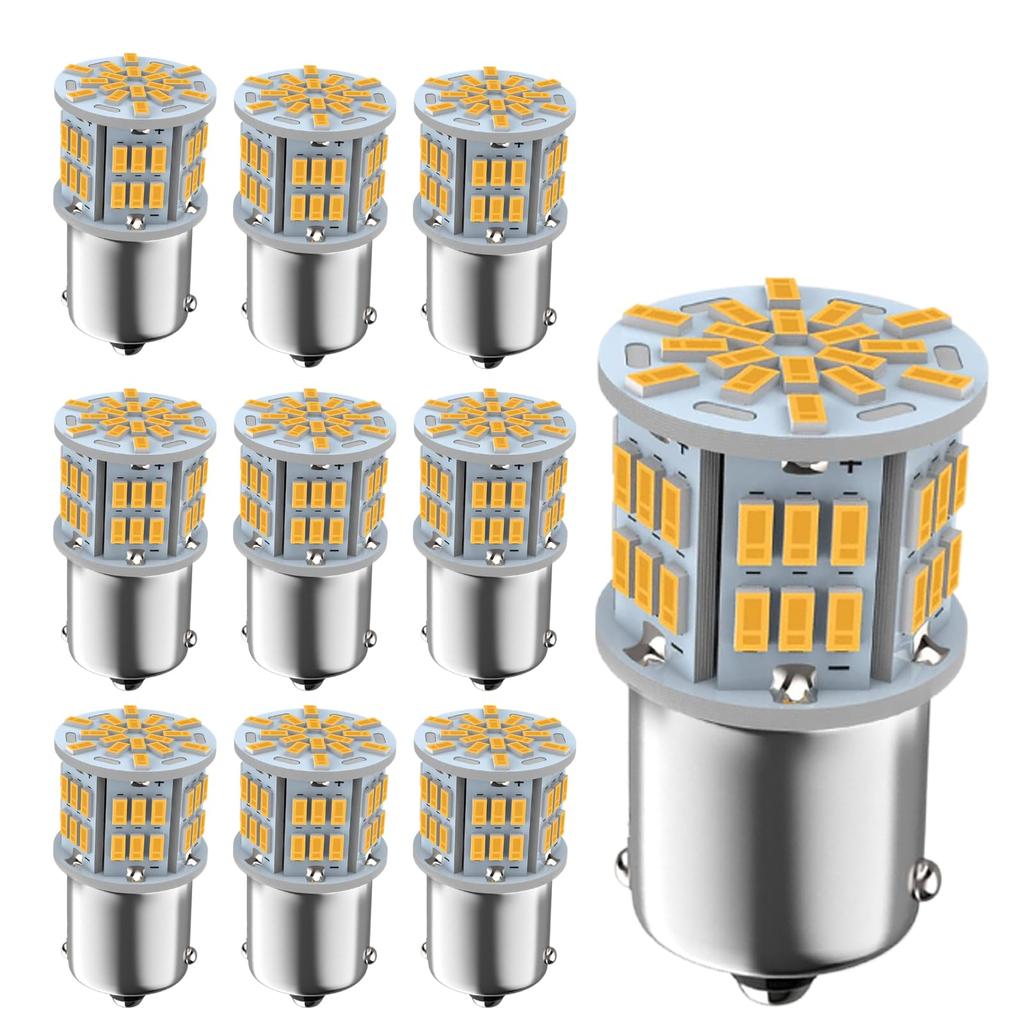 Autart S25 Одноконтактный Оранжевый Угол 1156 G18 3014SMD Универсальный Боковой Светодиодный Упаковка 10 шт. 12В-24В Лампа, 180° (P21W BA15S) Маркер/Поворотник для автомобиля/грузовика