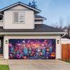 Halloween Garage Banner - Ghost Skull and Tombstone Pattern Suitable for Outdoor Celebrations and Party Decoration