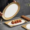 Gold-plated Wood Grain Ceramic Dinner Plate Dessert Plate Sushi Plate Snack Plates Molecular Cuisine Specialty Tableware