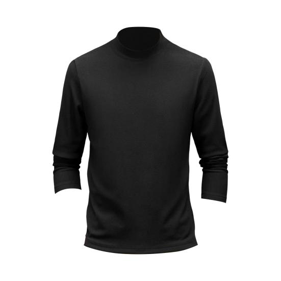 Весна Осень Мужской Фитнес Топ Slim Fit Полувысокий Воротник Эластичный Двойной Плюш Длинные Рукава