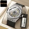 Часы мужские, лучший бренд класса люкс, мужские часы, кожаные, вырезанные, автоматические, механические часы