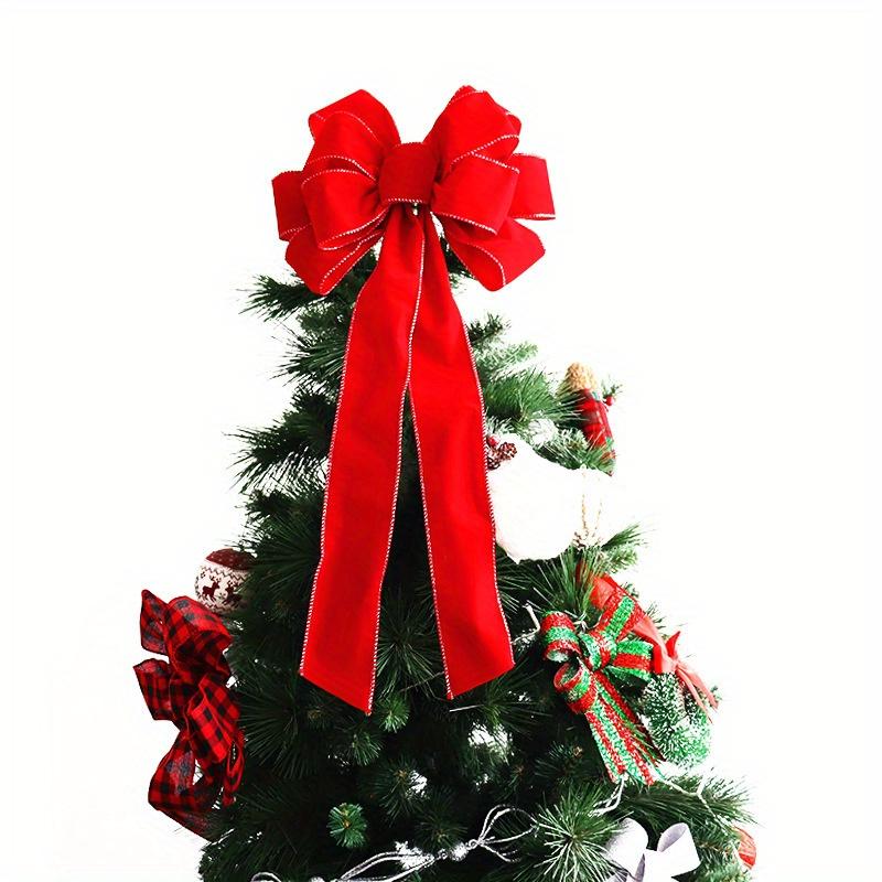 1 шт., Красный рождественский бант для уличного украшения, Бант в виде шапки Санты, Бархатный бант-гирлянда для декора входной двери, Украшение комнаты, Украшение для вечеринки, Рождественское украшение