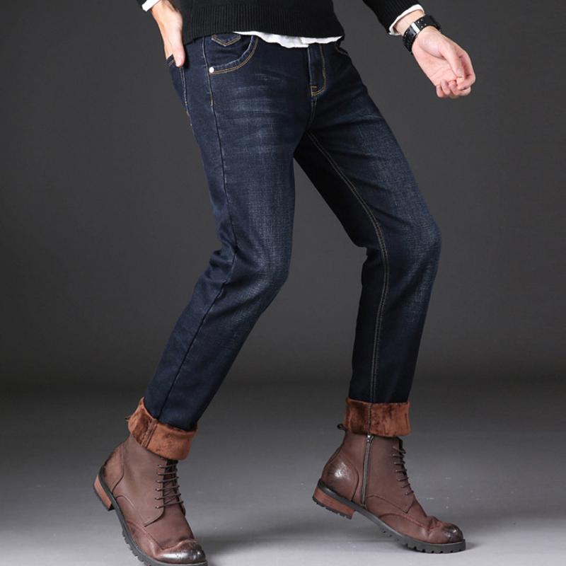 Осенние и зимние модели мужских утепленных и утепленных джинсов bullet force прямые теплые джинсовые брюки