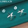 URMYLADY 925 Sterling Silver Star Stud Earrings For Women Wedding Party Charm Jewelry