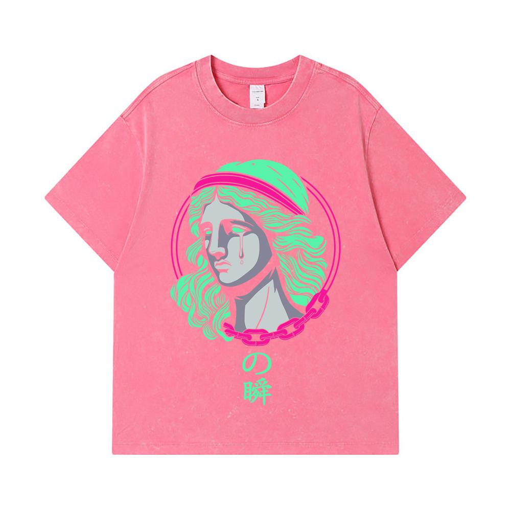 275 GSM Washed T-shirts 100% Cotton Saint Seiya V29 Shun Print Unisex Heavy Cotton T Shirt