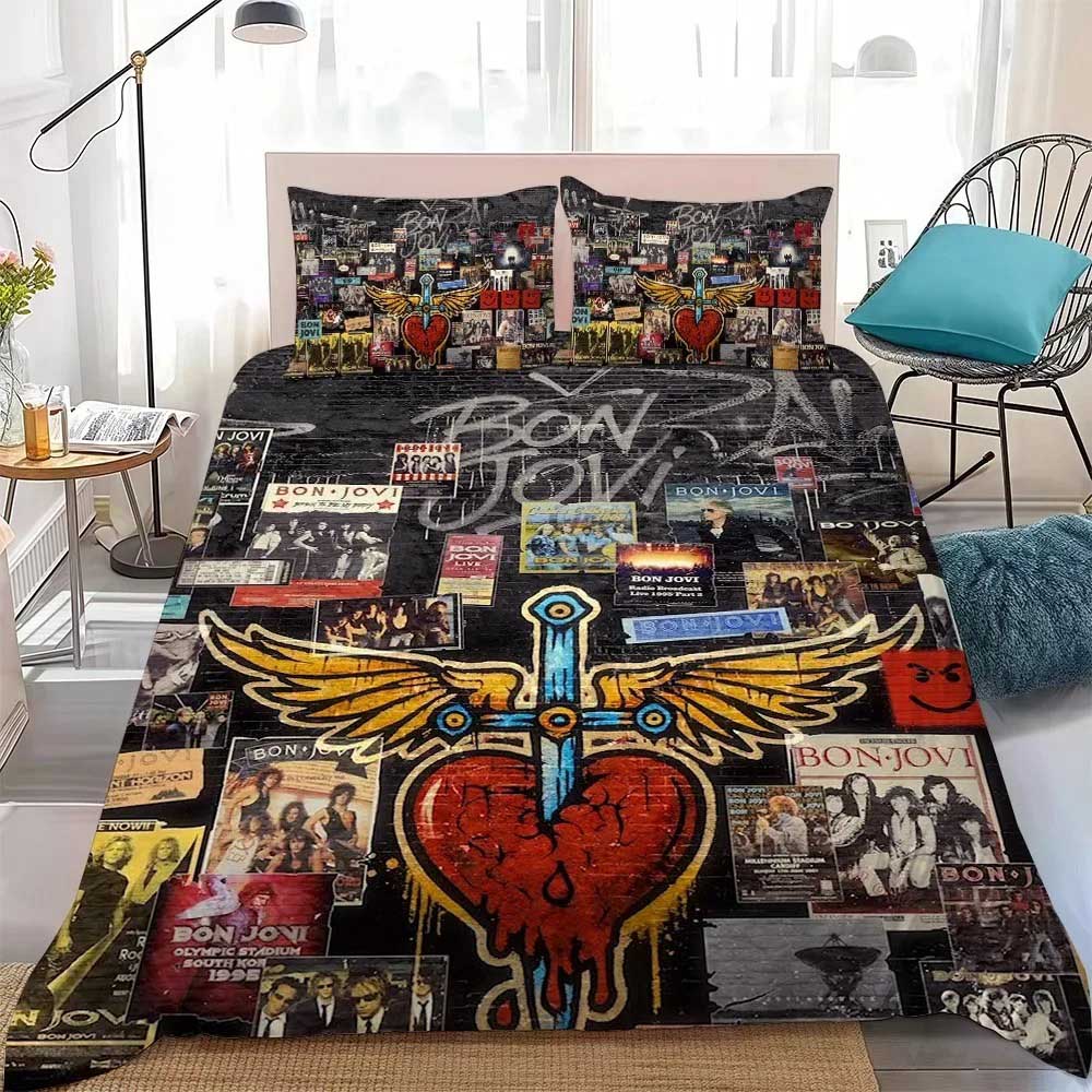 Band B-Bon J-Jovi Duvet Cover Set Home Style Bedding Soft Laundry Cotton Bed Student Dormitory Adult Boy Girl Gift