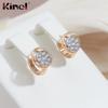 Kinel Silver Color Stud Earrings For Women Cubic Zircon Paved Rose Gold Color Jewelry