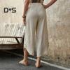 Женские брюки, регулируемые, с эластичной резинкой на талии, повседневные брюки, однотонные, широкие, свободные брюки, повседневная одежда