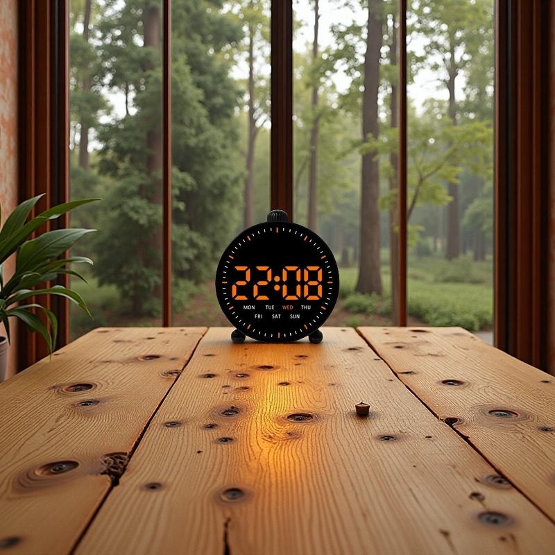 Светодиодный цифровой будильник с отображением даты и дня недели, 2 будильника, таймер обратного отсчета, секундная стрелка, прикроватные электронные часы, формат времени 12/24 часа, питание от USB