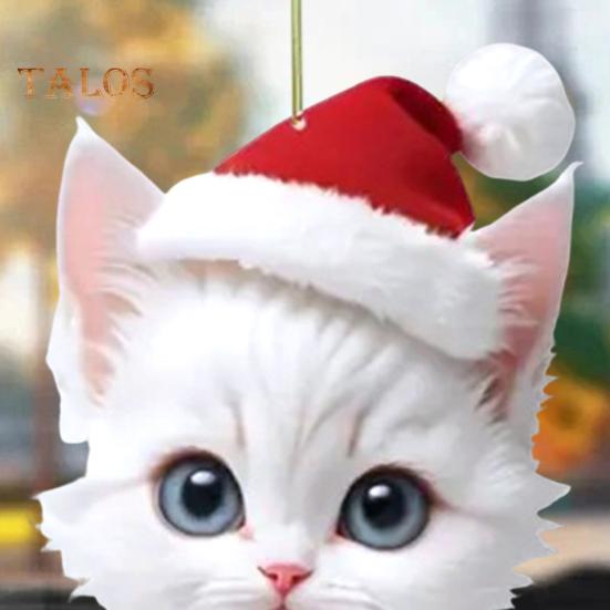 Подвеска в виде котенка со шляпой, подвесное украшение для зеркала заднего вида автомобиля, акриловое мультяшное украшение для салона автомобиля, рождественский подарок