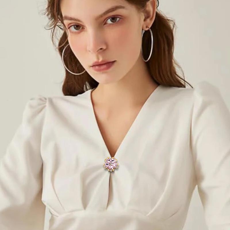 Women Flower Rhinestone Button Cover Floral Exquisite Design Brooch DIY Button Decoration Clothing Decoration 26x17mm
