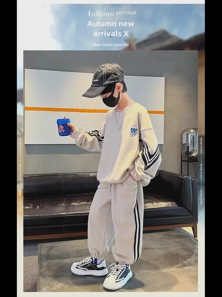 Трендовый спортивный костюм-двойка для мальчиков 2024 года - Коллекция весна/осень для детей