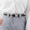 Imitation Leather Women Belt Butterflies Buckle Adjustable Length Waist Band Dress Shirt Tops Versatile Belt