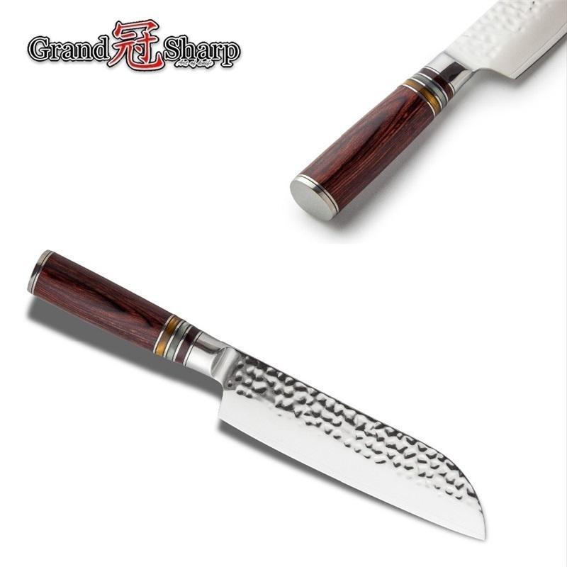 Grandsharp 6.7 Inch Damascus Kitchen Knife Japanese Santoku VG10 Damascus Steel Chef Knife Cooking