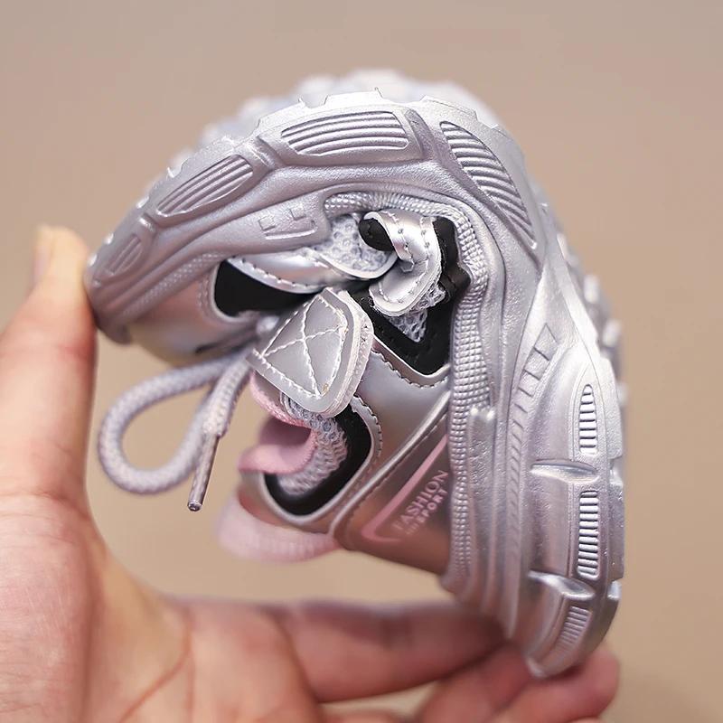 Boys Girls Running Shoes Fashion Versatile Kids Sneakers Mesh Breathable 2024 New Fashion Children Sports Shoes Thick Soft Sole