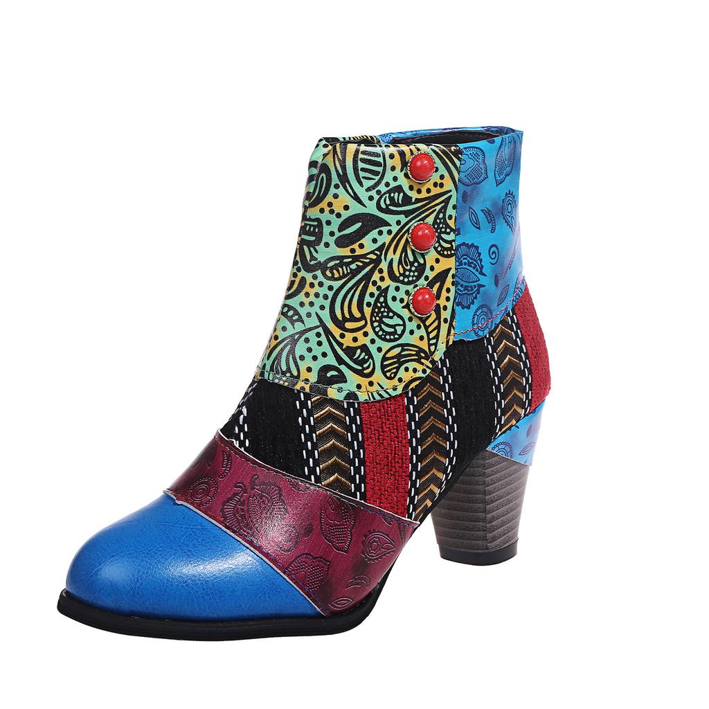  Сапоги Женская обувь Короткие сапоги с принтом Зимние и осенние ботинки