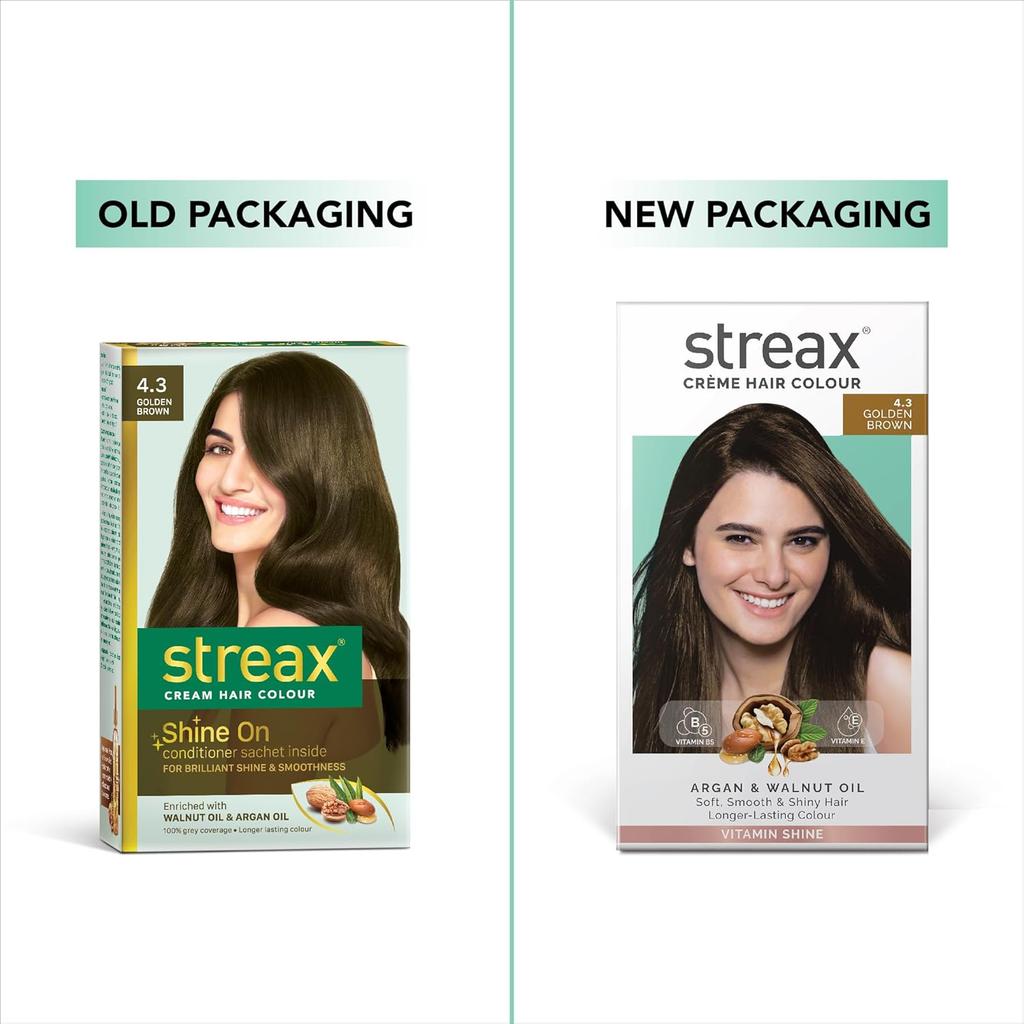 Streax Стойкая краска для волос 4.3 Золотисто-коричневый 120 мл Упаковка 1 Стойкая кремовая краска для волос Женская