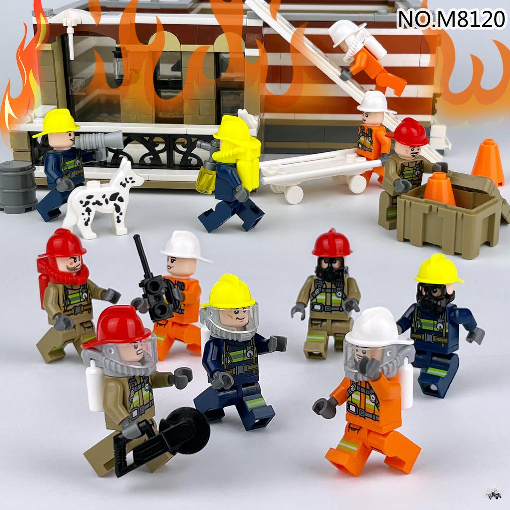 Серия Город Пожарно-спасательный Набор Игрушечных Строительных Блоков с Пожарными и Оборудованием - 12 Деталей