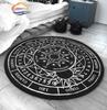 Круглый ковер с рисунком солнца в виде пентаграммы, ковер «Ловушка сатаны-дьявола», белый на черном ковер со сверхъестественными рунами
