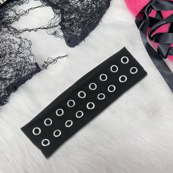 Повязка на голову в стиле панк-рок с декором в виде воздушного глаза, эластичная тканевая повязка с люверсами, аксессуар для волос в стиле панк