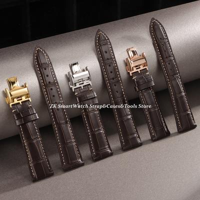 Ремешок для часов из натуральной коровьей кожи 18/19/20/21/22 мм Ремешки для часов для Longines Застежка-бабочка Ремешок на запястье Коричневый ремешок из телячьей кожи